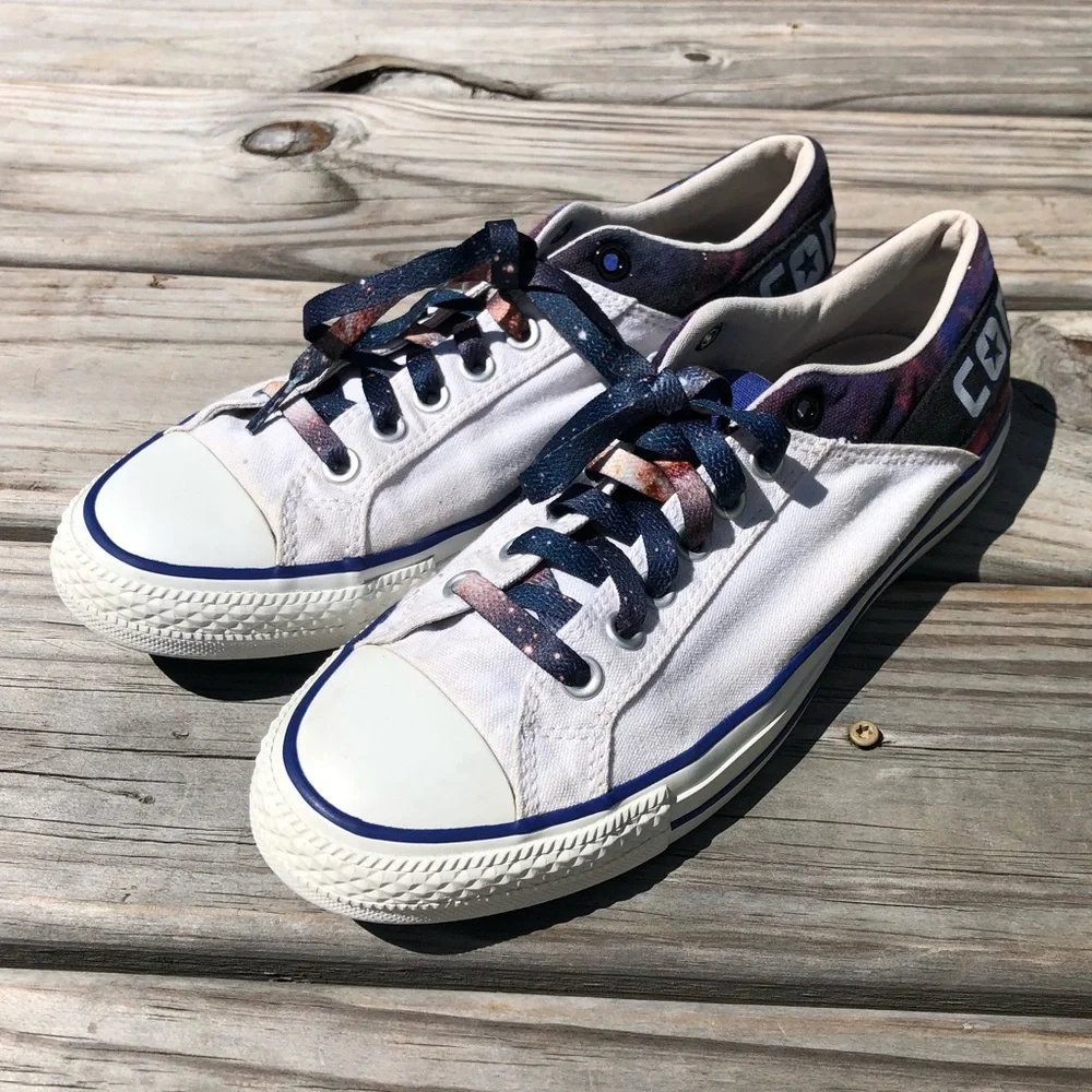 - Converse Sz 10 White/Galaxy Converse All-Stars! NEW GALAXY LACES! EUC! - Picture 8 of 14